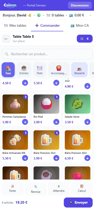 Portail Serveur Caizon, catalogue produits