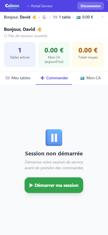 Portail Serveur Caizon — session non démarrée