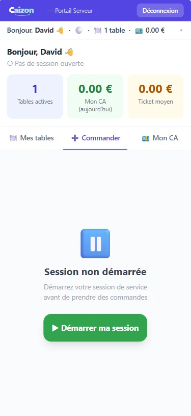 Portail Serveur Caizon, session non démarrée