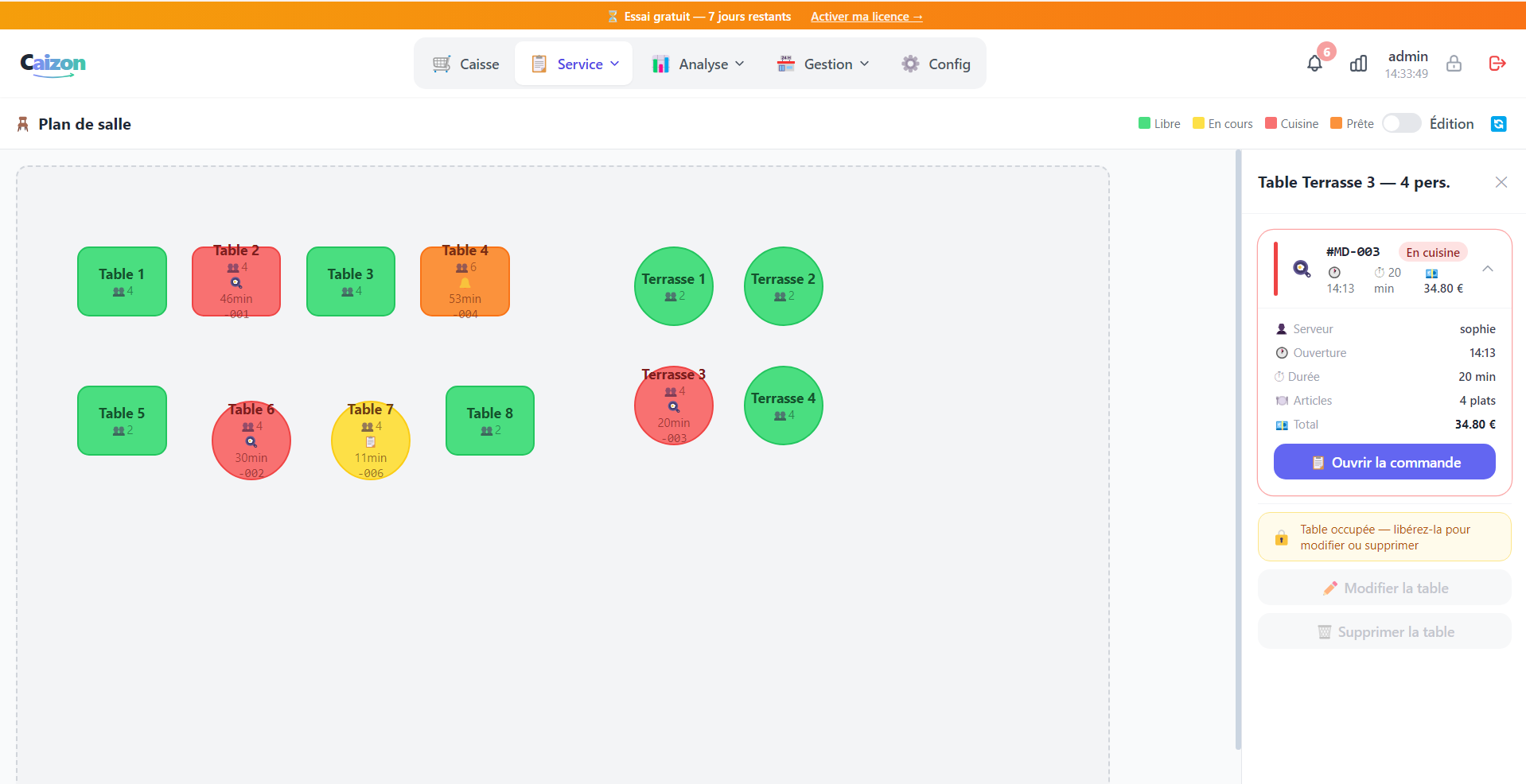 Plan de salle Caizon